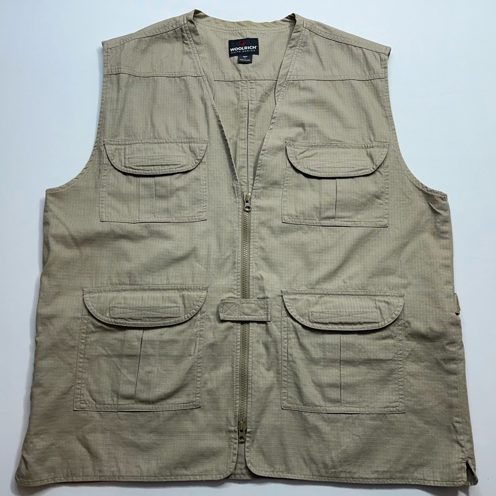 Woolrich Elite Series Tactical Vest Mens Large Khaki RipStop Hunting Fishing